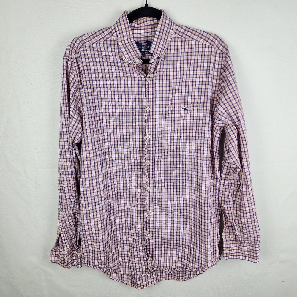 Vineyard Vines‎ Slim Fit Tucker Shirt Mens Medium Plaid Long Sleeve Button Down